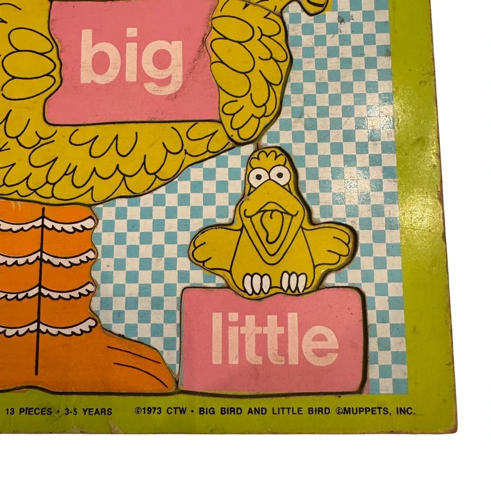 Playskool Sesame‎ Street Big Bird Little Bird 13 Piece Wood Puzzle 3 5 Years